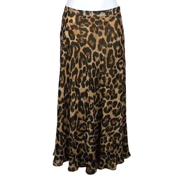 Tobi Modern Day Skirt Leopard Animal Print A-Line Midi Brown Black Women's Small - Picture 1 of 11